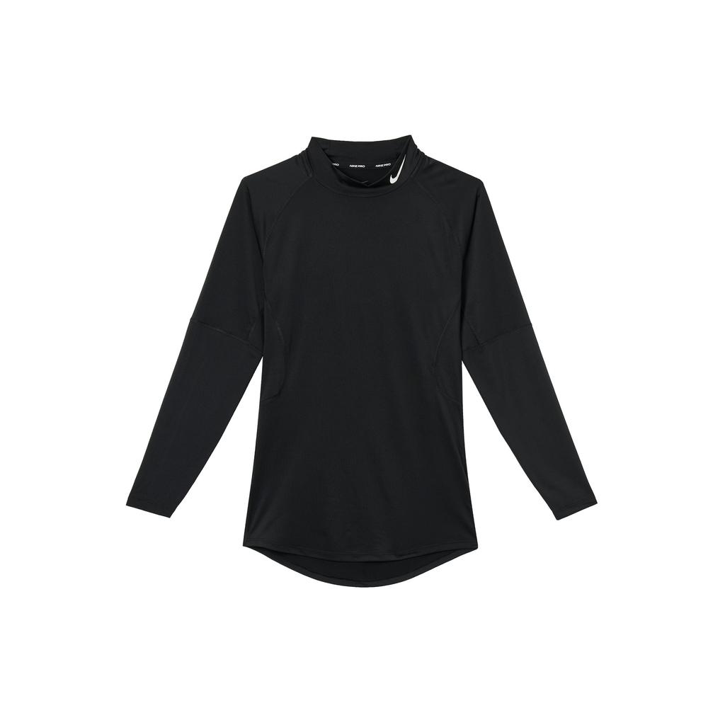 Nike Мужская футболка для фитнеса с длинным рукавом и воротником Slim Fit, черные топы FB7909-010