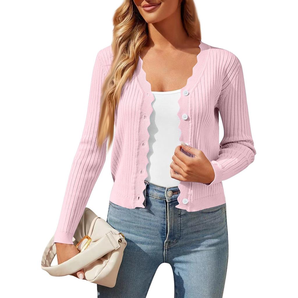 Женская мода V-образный вырез длинный рукав короткий женский вязаный кардиган свитер пальто