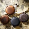 Vintage Crazy Horse Genuine Cowhide Tape Measure Handmade Mini Sewing Ruler Retro Leather Keychain Pendant Measuring Tapes