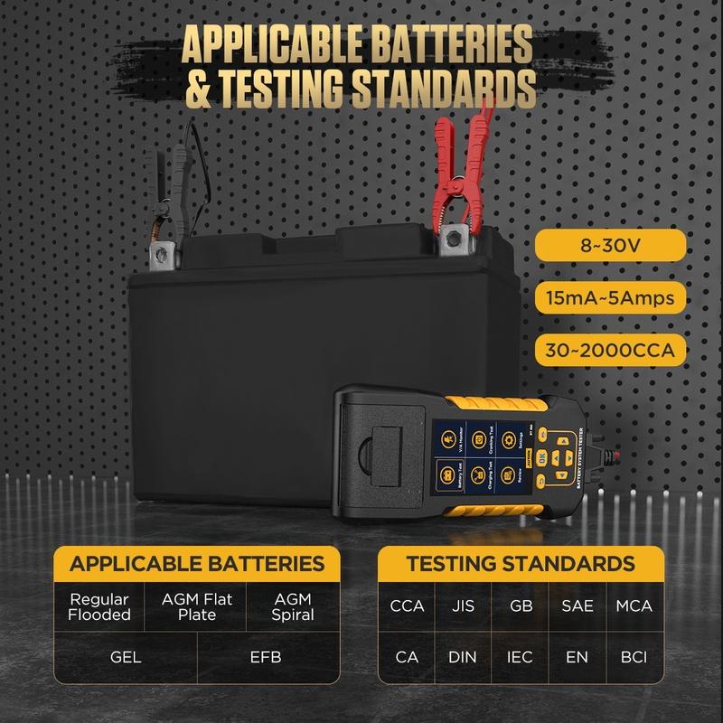 AUTOOL 8-30V V/A Battery Tester with Printer Monitor&Cranking Test&Charging Test&Start Test& Max Load Test & Data Review BT880