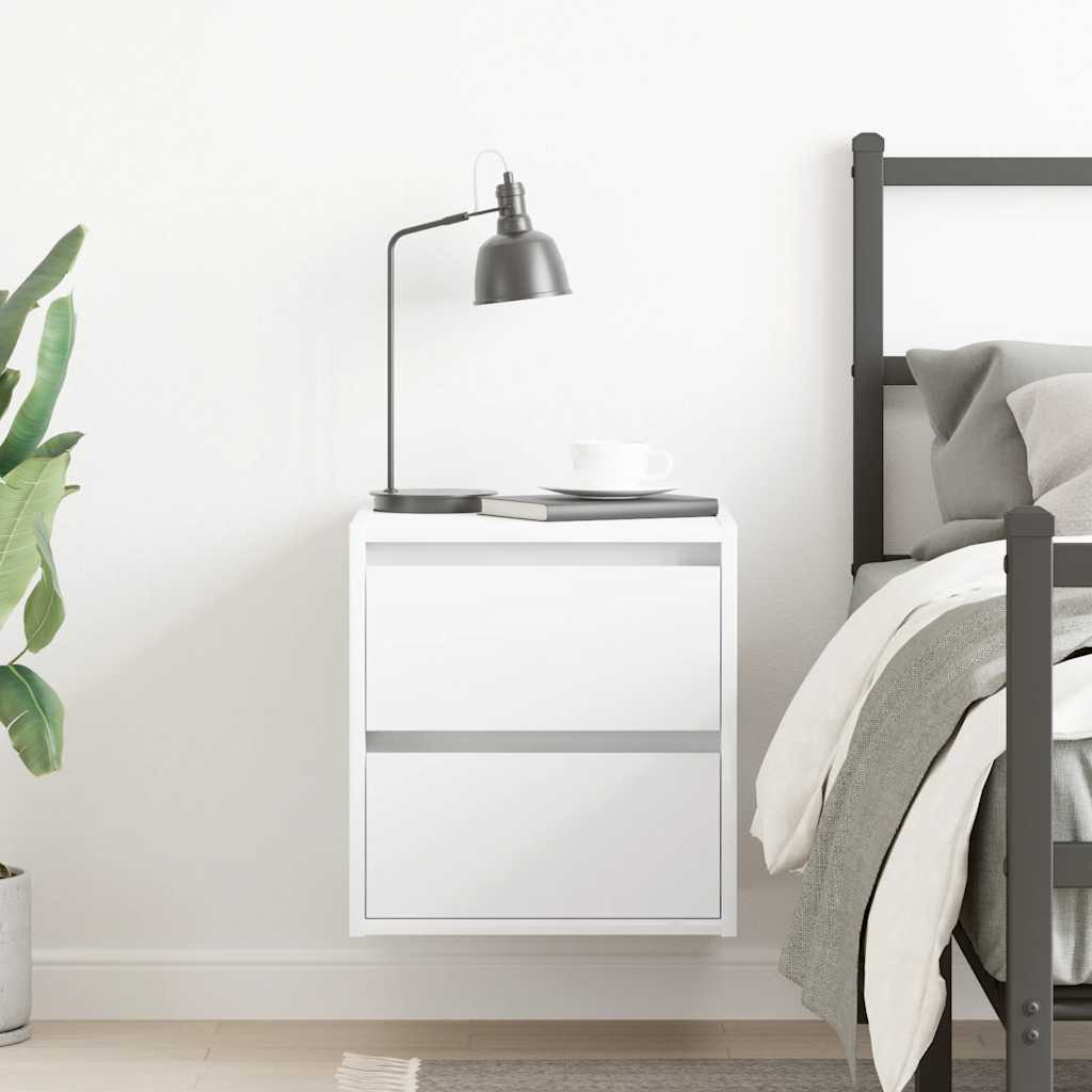 Wall Mounted Nightstand White 38 x 34 x 40 cm