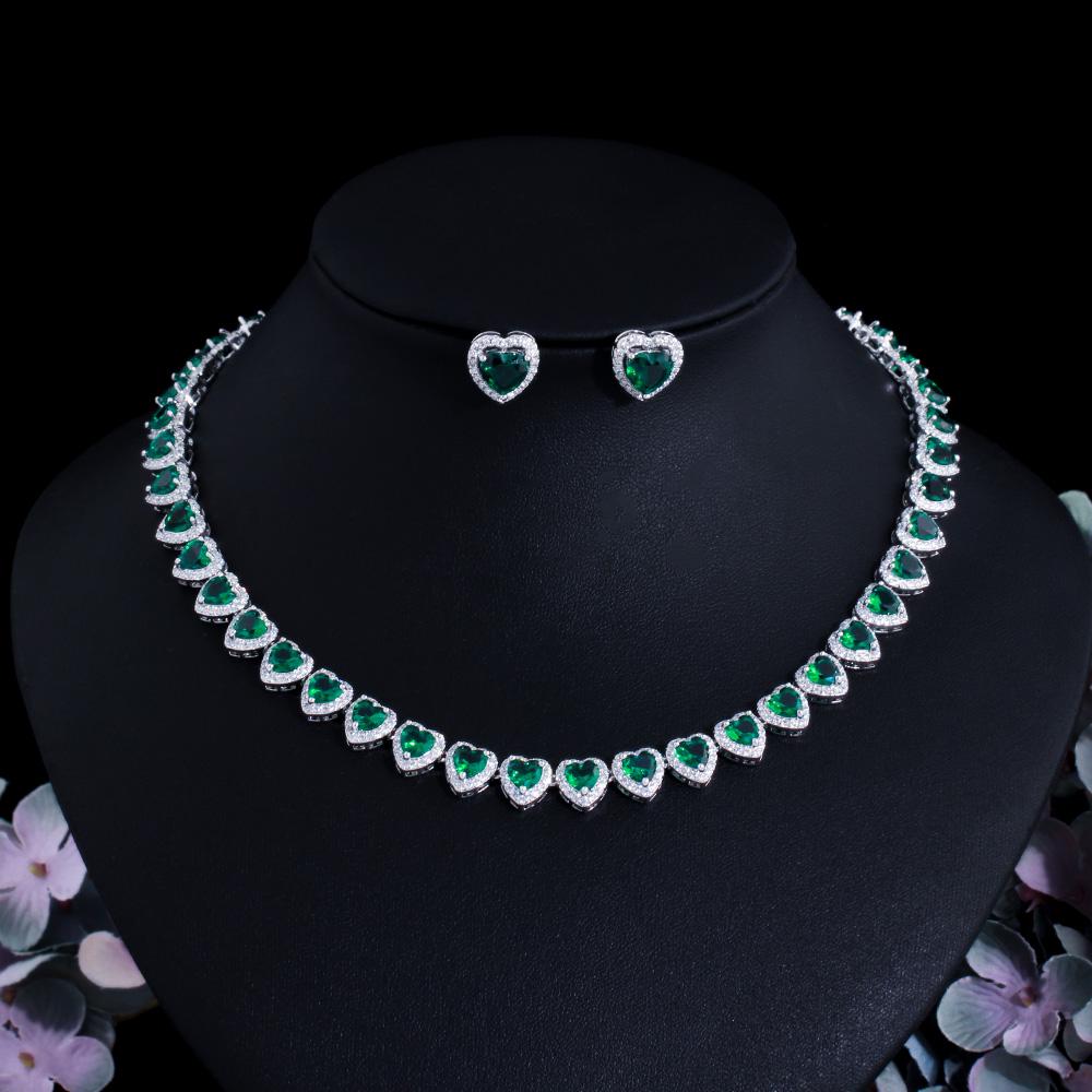 CMM Высокое качество королевский синий кубический цирконий банкетный комплект серег в форме сердца