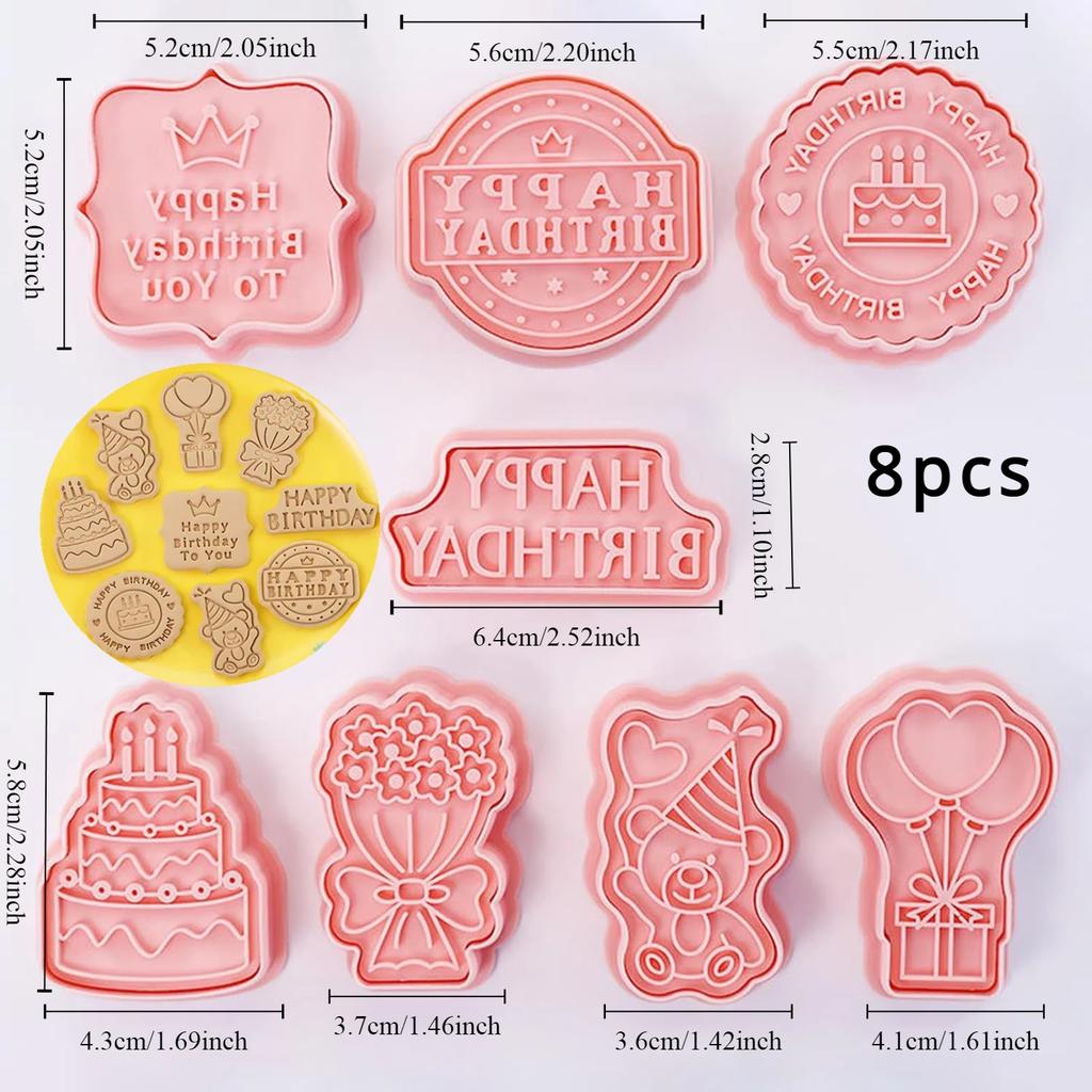 8 шт./набор Пластиковые 3D Милые Мультяшные Выемки для печенья Нажимаемая форма для печенья Форма для печенья из мастики Кухонная выпечка Кондитерская выпечка