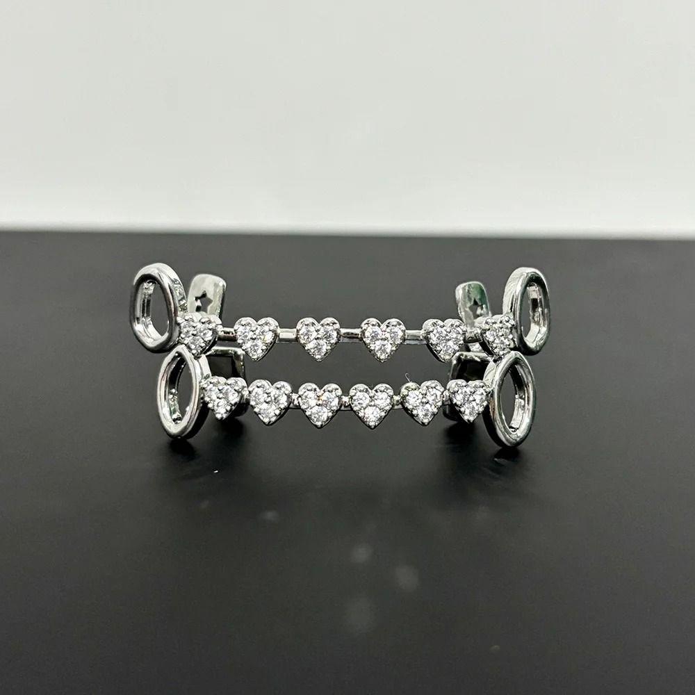 rhinestone Charm Teeth Grillz Double Glossy Love Drill Braces Men Women Jewelry Tooth Socket