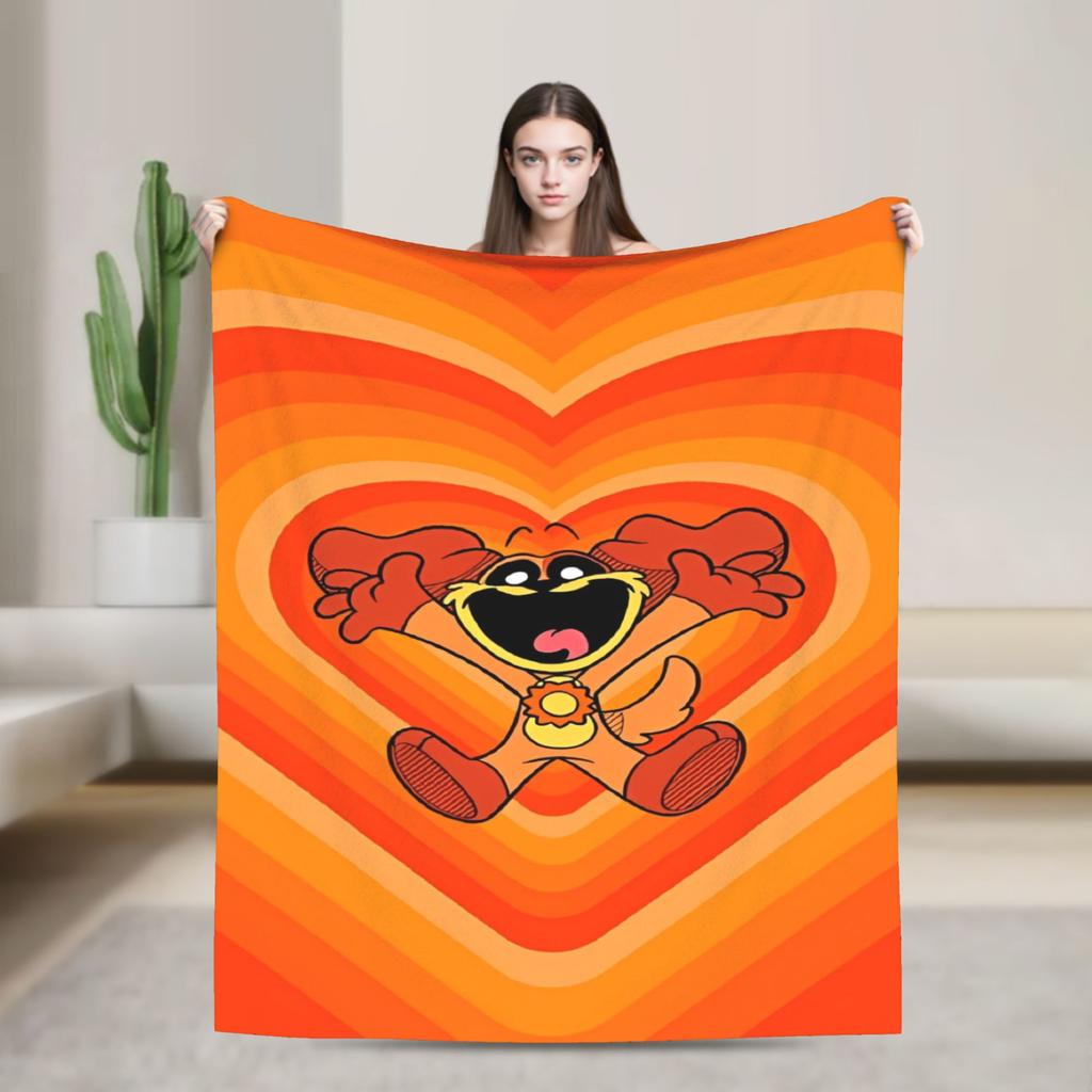 Cartoon S-Smiling Critters Anime Blankets Game Plush Novelty Warm Throw Blanket for Home Autumn/Winter