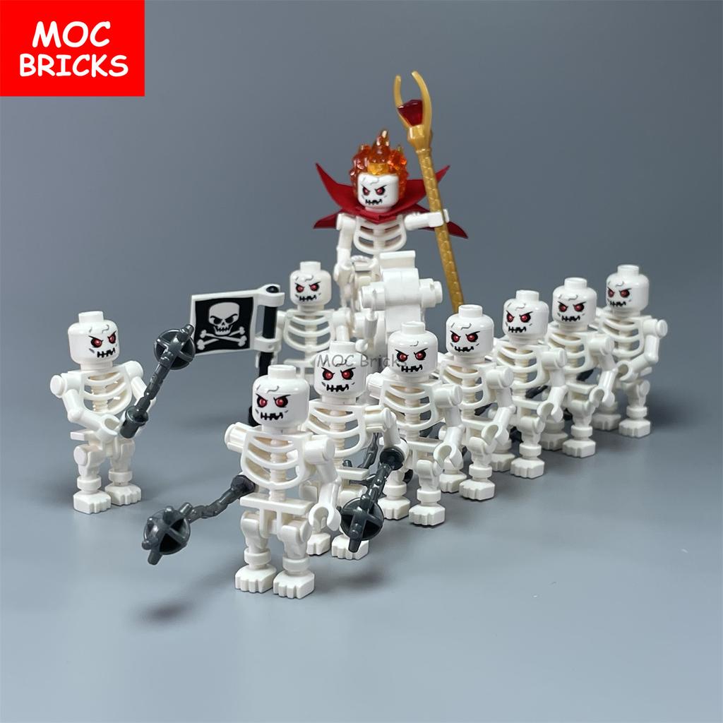 Нетоксичные Одиночные Кубики Moc Сделай Сам Темный Вестник Группа Магов Скелет Череп Строительные Блоки Фигурки Куклы Игрушки Для Детей Подарки