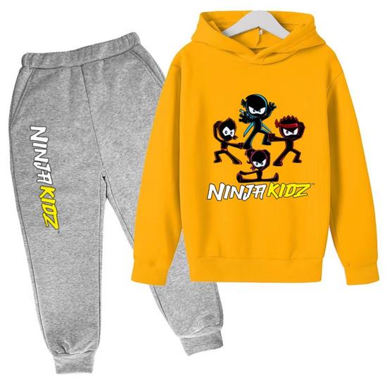 Kids Hoodie Funny Ninja Print Clothes Coat Top+Pants 2P Boy Girl Toddler 3-12 Years Casual Sunshine Pullover Sports Letters Set