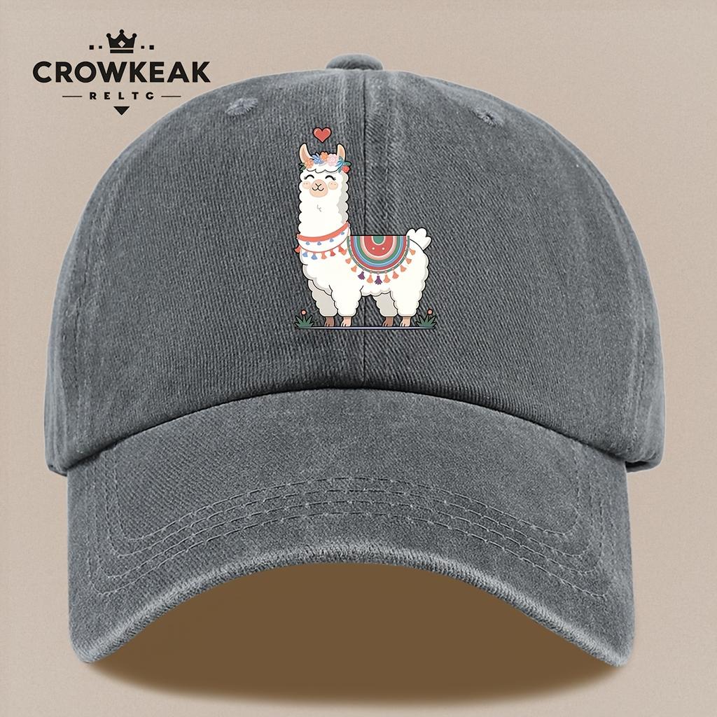 pc Cute Cartoon Alpaca Pattern Design Printed Baseball Cap HipHop Trendy Black Papa Trucker Hat Breathable Comfortable Solid