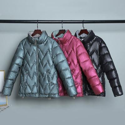 Одноразовая блестящая куртка-пуховик с воротником-стойкой и короткими рукавами, зимняя повседневная универсальная толстая теплая куртка-пуховик