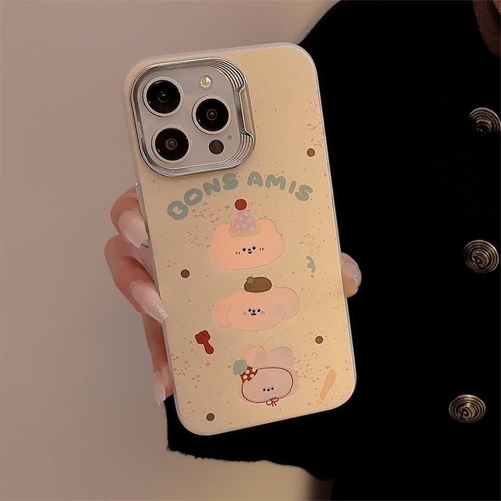 Милый лазерный животный чехол для мобильного телефона iPhone15, подходит для 14Promax, 16 Apple 13, гальванизированный 11, жесткий чехол