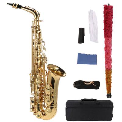 Альт-саксофон Eb, латунь, лакированное золото, E Flat Sax 802, тип деревянного духового инструмента с