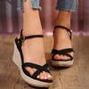 2023 Cross-Strap Hemp Rope Wedge Sandals: Comfortable Summer Open-Toed Women's Shoes