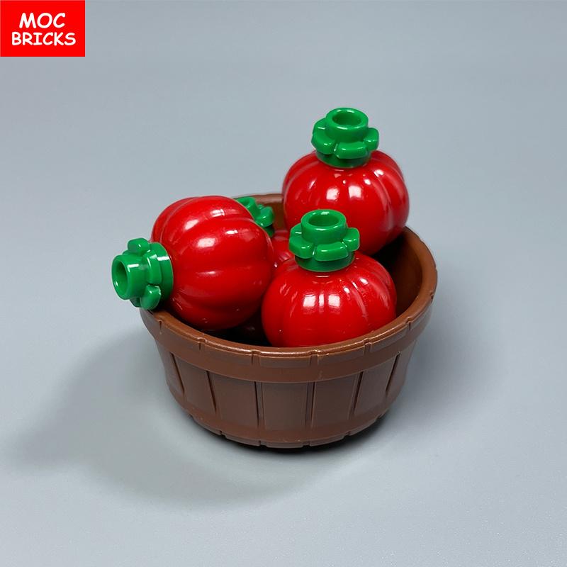 Нетоксичные кубики Moc Овощи Еда Фрукты Строительные блоки Городские Аксессуары Виноград Ананас Коробка Фермерская Сцена Игрушка Друзья Детские Игрушки