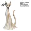 PLA 3D Printed Cat Figure Ghost Statues Halloween Haunted Kitten Figurines with Hollow Eyes Thick Texture Decoration & Flowing Drapes Matte