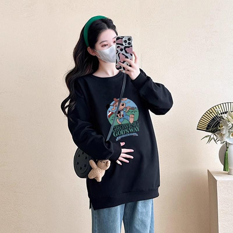 Мода для беременных Осень/Зима 2025 Свитшот с закрывающим живот и джинсы, комплект из двух предметов