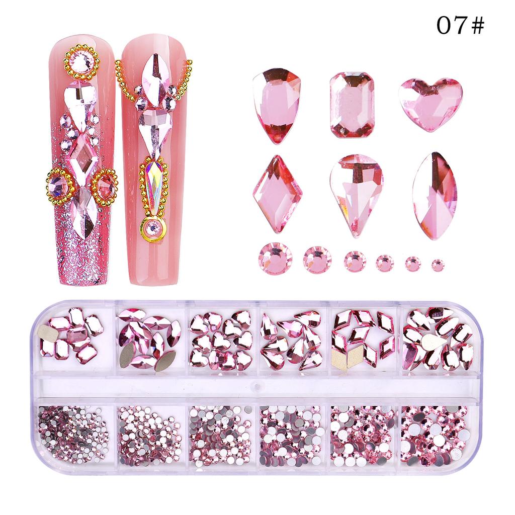 12 Grids/Box Crystal Nail Art Rhinestones Glass SS4-SS16 Shiny Flatback Diamond Gems DIY Nail Supplies Accessoires Ongles