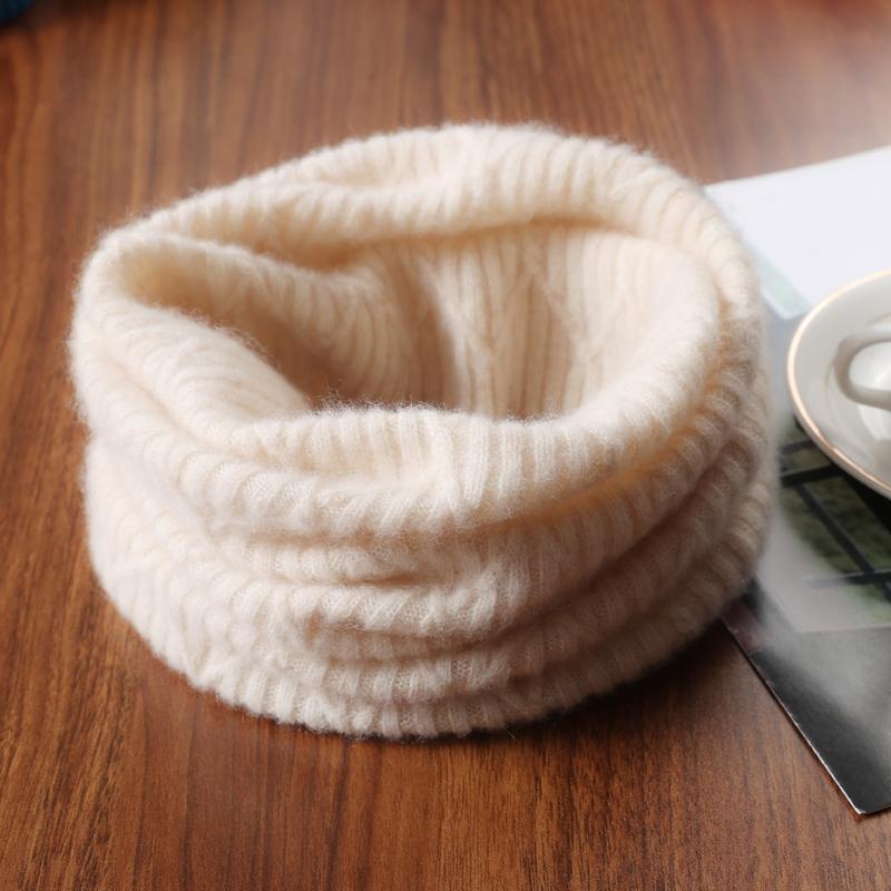 100% Wool Knitted Turtleneck Scarf Winter Autumn Warm Soft Ring Scarves Pattern Neck Warmer Fashion Snood Headband Female Fake