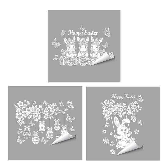 Glass Sticker Static Window Film Peel Stick No Glue Privacy Window Film Easter Bunny Egg Design Easy Remove Bubble-Free Decorative Window Film