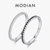 Silver Black Zirconia Stackable Rings Fashion Crystal 925 Sterling Silver Finger Rings for Women Party Fine Jewelry