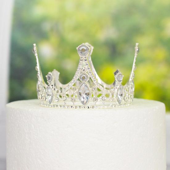 Корона для торта, искусственная хрустальная тиара, сверкающее украшение для торта, декор свадебного торта на день рождения, детский душ