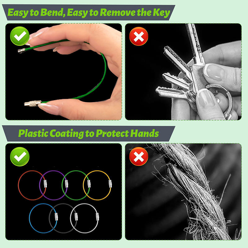 10/20 шт. Кольца для брелоков с винтовым замком - Прочные петли из стального троса, аксессуары для кемпинга, для ключей, рюкзака и снаряжения для активного отдыха