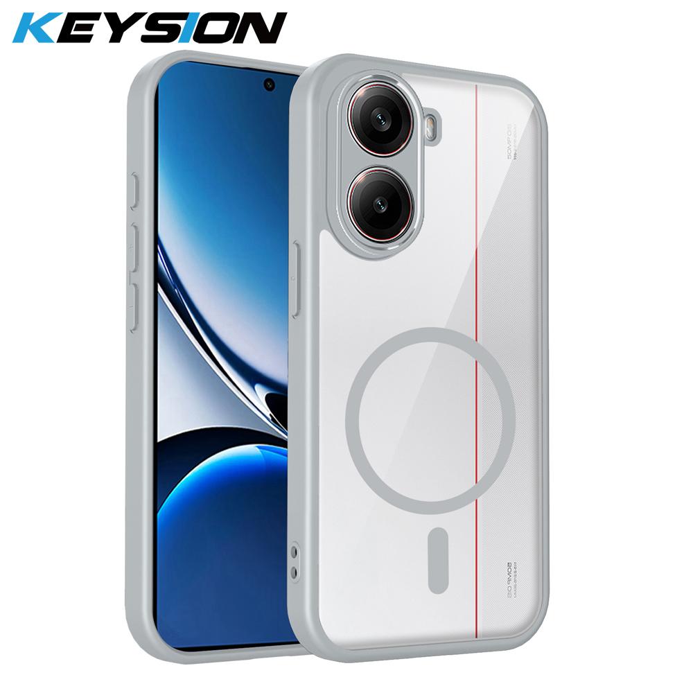 KEYSION Прозрачный магнитный чехол для телефона для Xiaomi POCO X7 Pro Мягкий силикон+ПК HD Прозрачная противоударная задняя крышка для Redmi Turbo 4