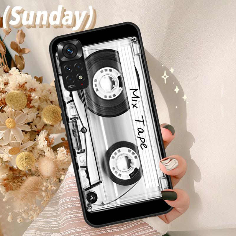 Gold Mix Cassette Tape Cover For Xiaomi Redmi Note 14 13 10 11 12 15 Pro Plus Case For Redmi 15 15C 14C 10C 12C 13C