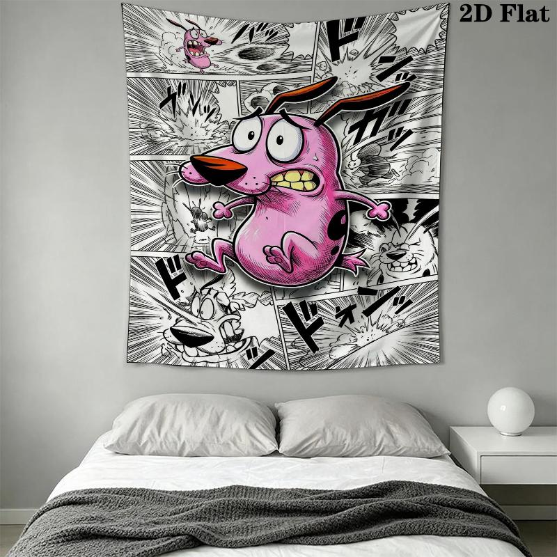 Courage the Cowardly Dog Wall Tapestry Aesthetic Wall Hanging Printed Fabric Blanket Decorative Tapestries for Bedroom Living Room Home Decor