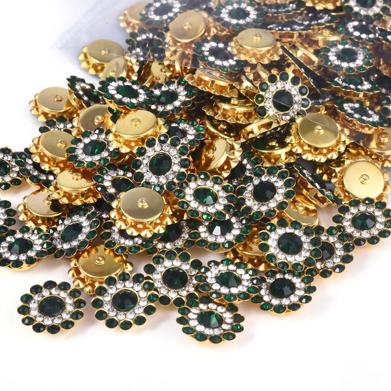 Подсолнух Цветок Коготь Бриллиант, Стеклянный Цветок Форма Стразы Пряжка Ручной Сшив Бриллиант, Круглый Цветок Тарелка Захват Бриллиант DIY Украшения Пуговица