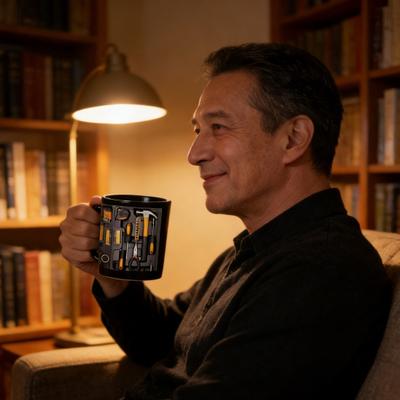 Кружка-инструментальный ящик механика Стильная керамическая чашка в виде инструментального ящика 11 унций Подарок на тему инструментов для механиков, папы, мужа