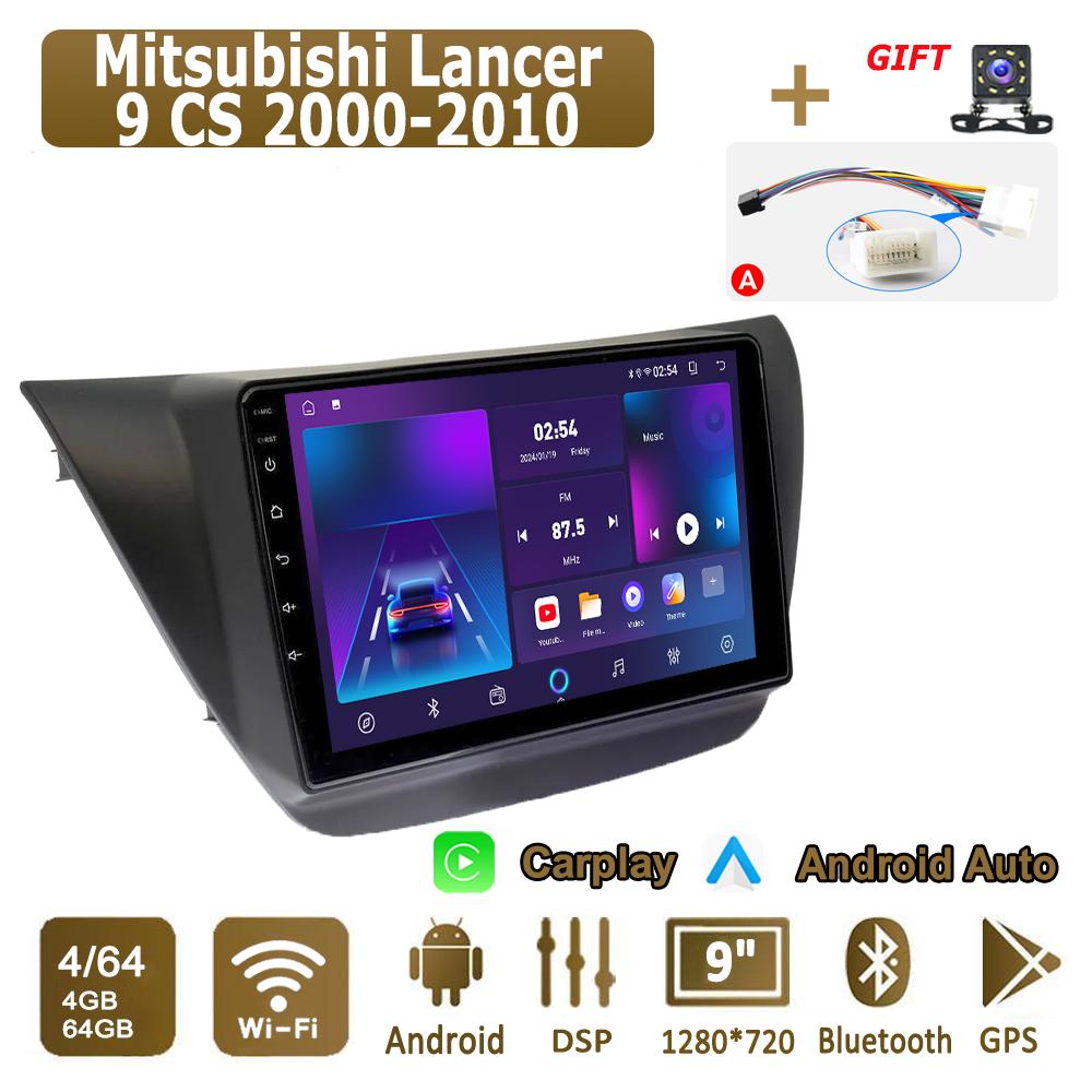 Android Carplay автомобильное радио для Mitsubishi Lancer 9 CS 2000-2010 мультимедийный проигрыватель головное устройство стерео GPS навигация BT WIFI 4+64 ГБ