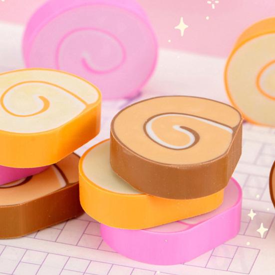 3Pcs Student Erasers Realistic Dessert Shape No Damage Paper Erasers with Independent Box Design Kids School