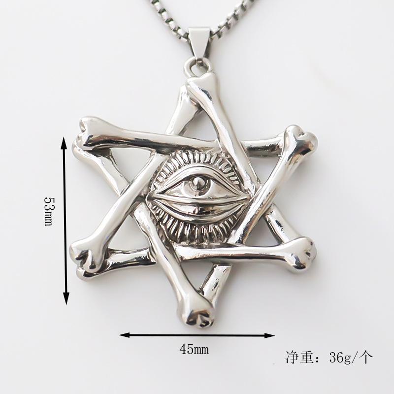 Горячая распродажа ювелирный сплав кулон ретро креативный шестиугольный звездный глаз модный мужской панк ожерелье
