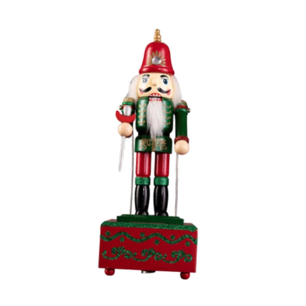 Wooden Music Box Desktop Decor Christmas Nutcracker Decor Nutcracker Puppets for Holiday New Yea Wedding Shelves Valentines Day