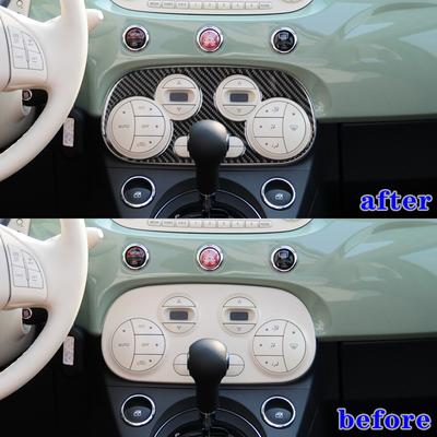 Для 12-15 Fiat 500 модификация салона автомобиля углеродное волокно цифровой кондиционер декоративные наклейки