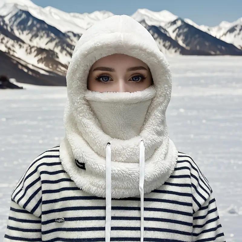 Thick Winter Plush Mask Hat - Elastic Drawstring Closure, Lightweight and Warm for Cycling, Skiing, and Outdoor Sports Provides Warmth