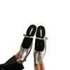 Silver Low-heeled Lazy Bag Head Half Slippers Women's Shoes Wear 2025 New Spring and Summer Half-support Single Shoes