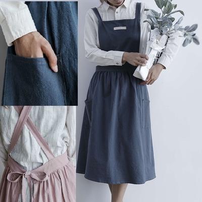 Хлопковый и льняной фартук без рукавов, кухонная ткань для приготовления пищи, милый сарафан для взрослых, противообрастающие фартуки Kitc