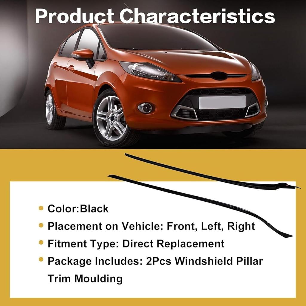 FZJDSD Front Left & Right Side A-Pillar Windshield Molding Trim AE8Z5403136A AE8Z5403137B Compatible with Ford Fiesta 2011 2012 2013 2014 2015 2016