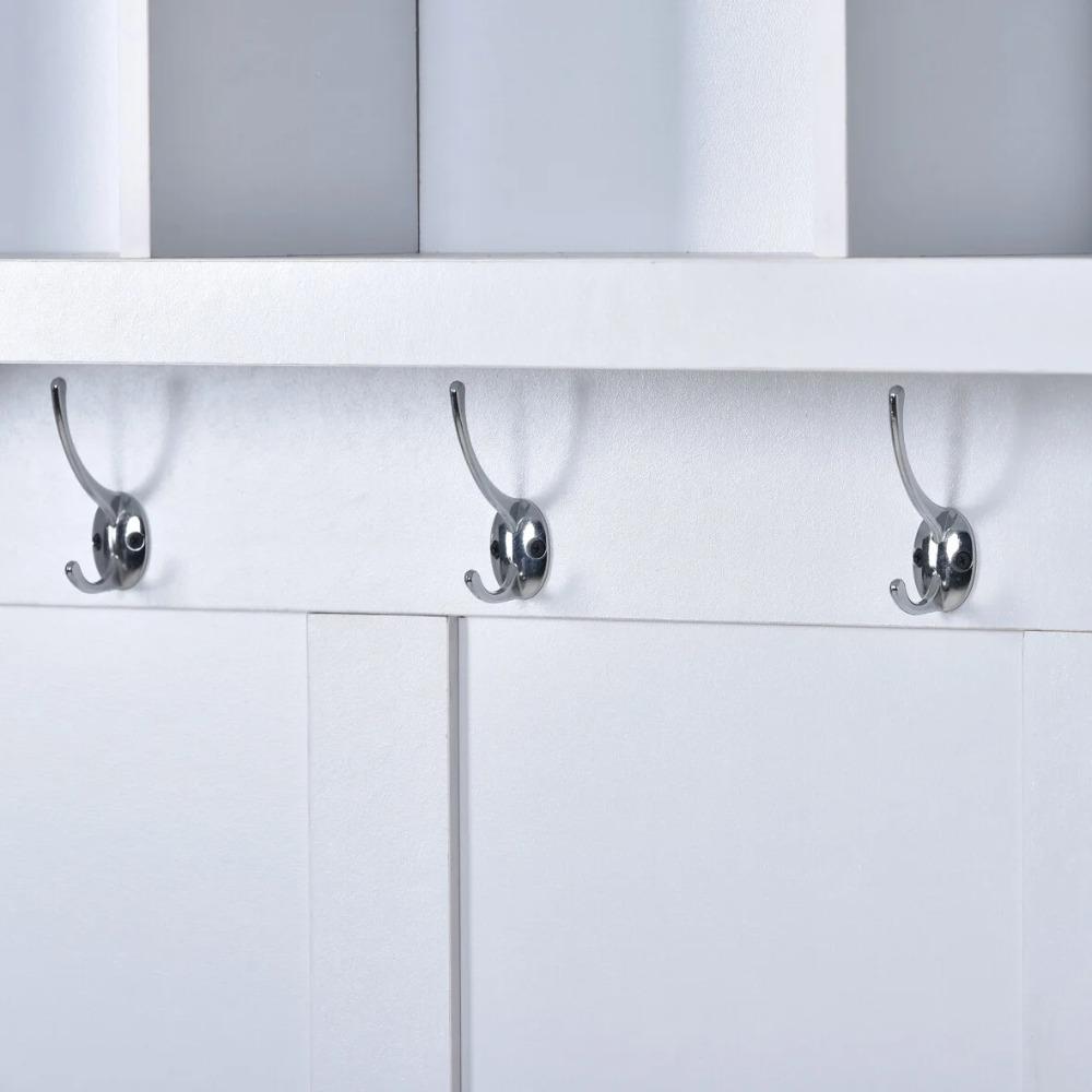 Прихожая с лавкой и местом для хранения обуви, скамья 3-в-1 для прихожей с вешалкой для одежды, регулируемым местом для хранения обуви и открытыми полками