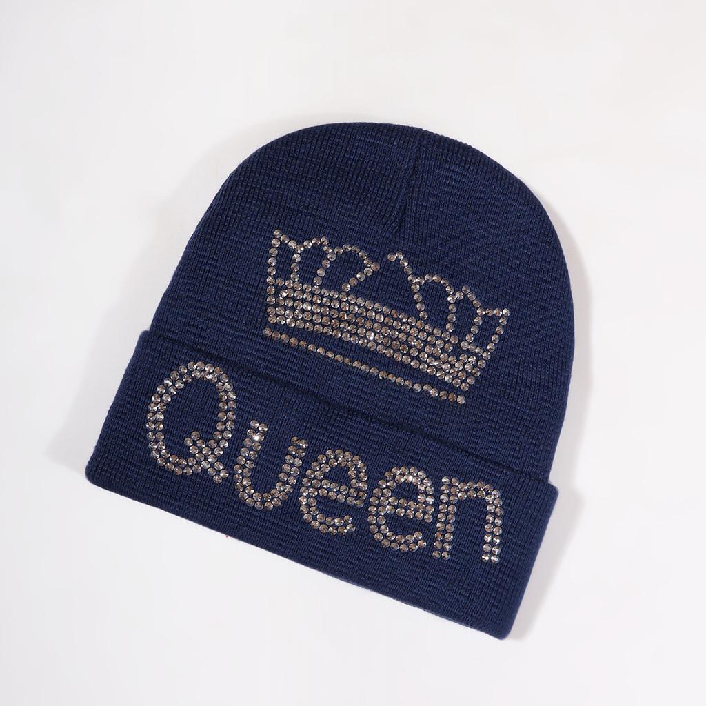 Unisex Acrylic Beanie With Queen Crown Pattern For Casual Winter Outfits