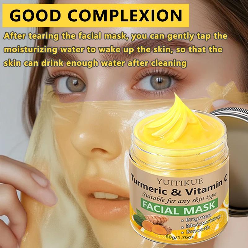 YUITIKUE 50g Turmeric & Vitamin C Brightening Moisturizing Mask for Daily Skin Care - Face Mask