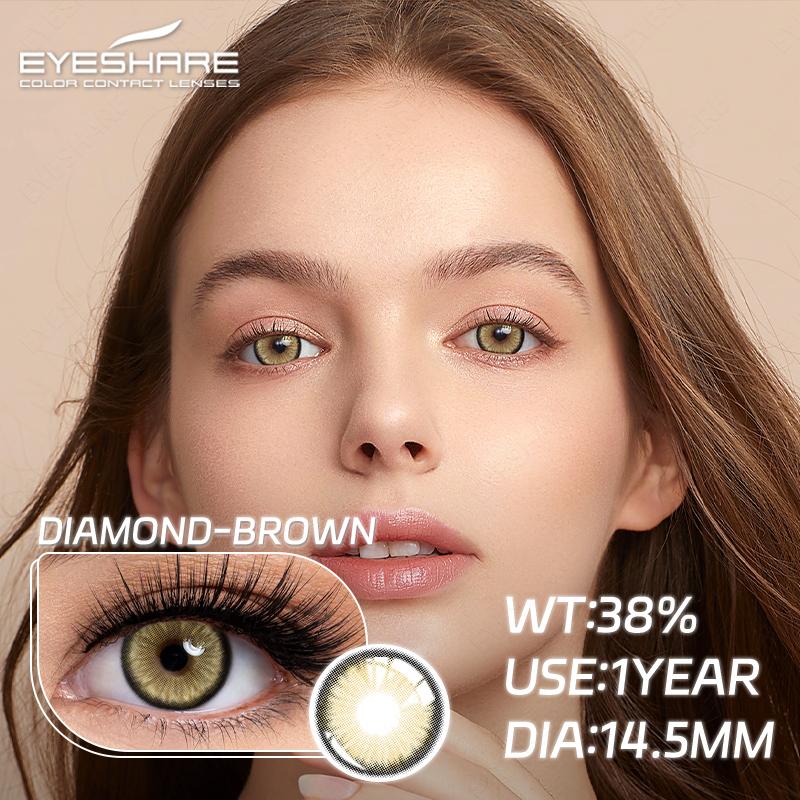 Eyeshare Мягкие цветные контактные линзы серии DIAMOND-BLUE для глаз, ежегодные, синие, зеленые, коричневые, серые, для красоты, для учеников, косметика