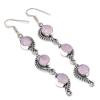 Natural Pink Chalcedony Gemstone 925 Sterling Silver Jewelry Earring 3.27" w2V15