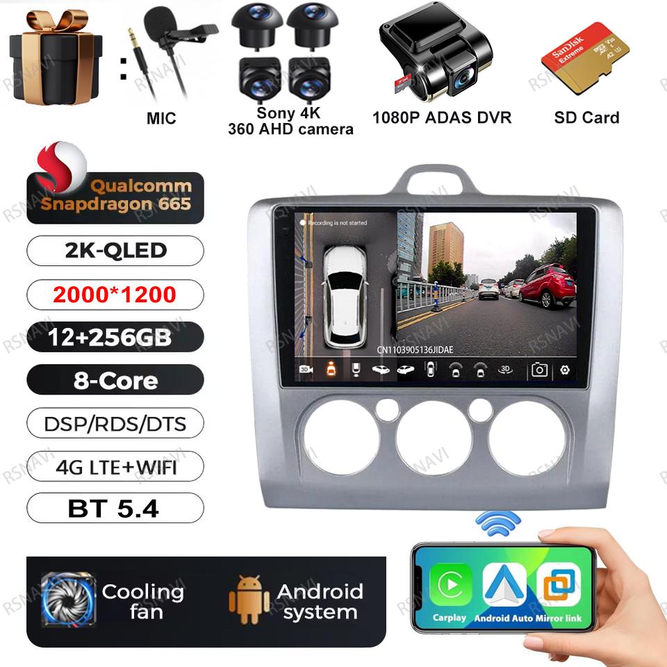Android 16 Video Player For Ford Focus 2 Mk 2 2004 - 2011 Multimedia Car Radio Audio Auto 5G WIFI Carplay RDS BT Head Unit GPS