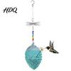 Refillable Bird Nectar Dispenser Pine Cone Shape Glass Hummingbird Feeder with Butterfly/Dragonfly Decor Outdoor Hanging