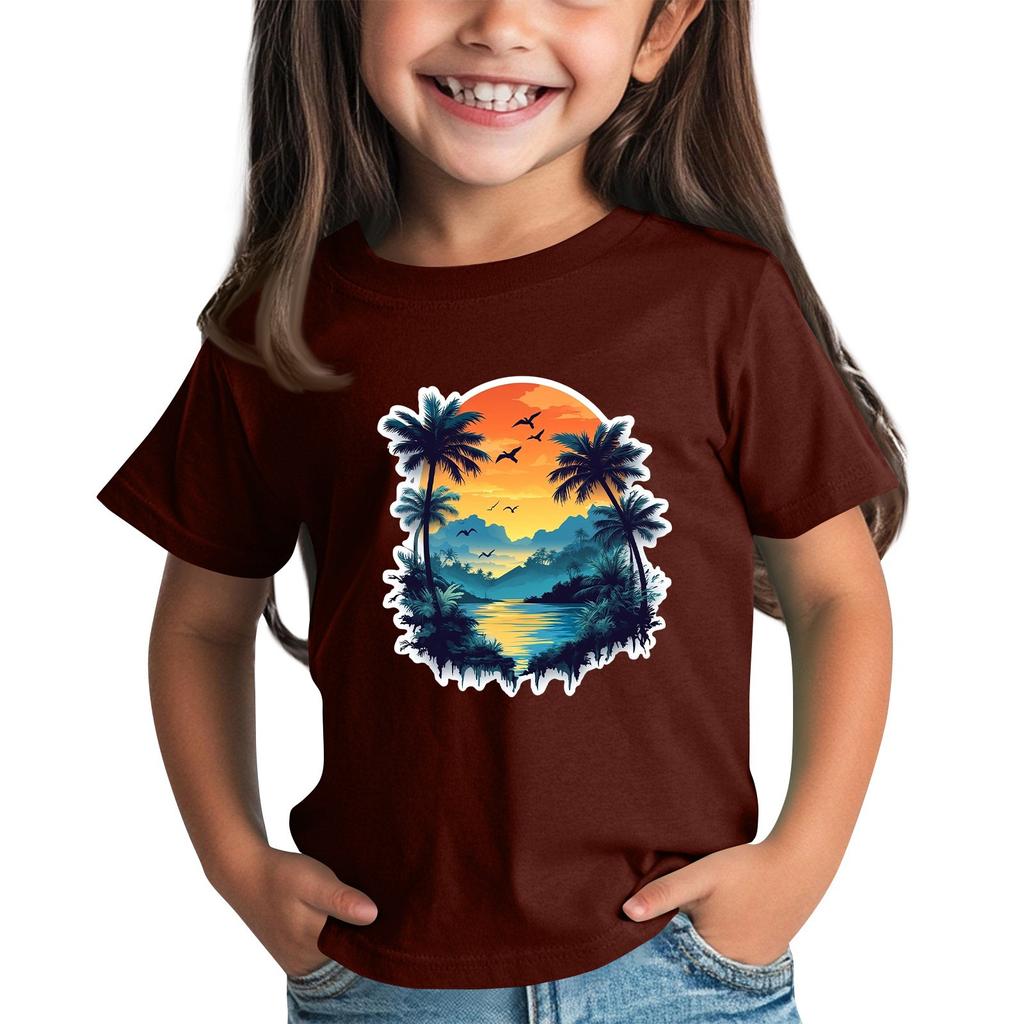 Детская модная повседневная футболка с круглым вырезом и короткими рукавами