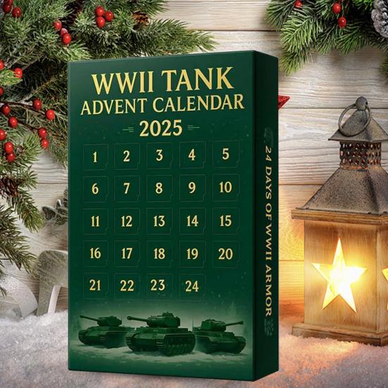 2025 WWII Tank Advent Calendar 24 Days Christmas Countdown Calendar with 24 Iconic WWII