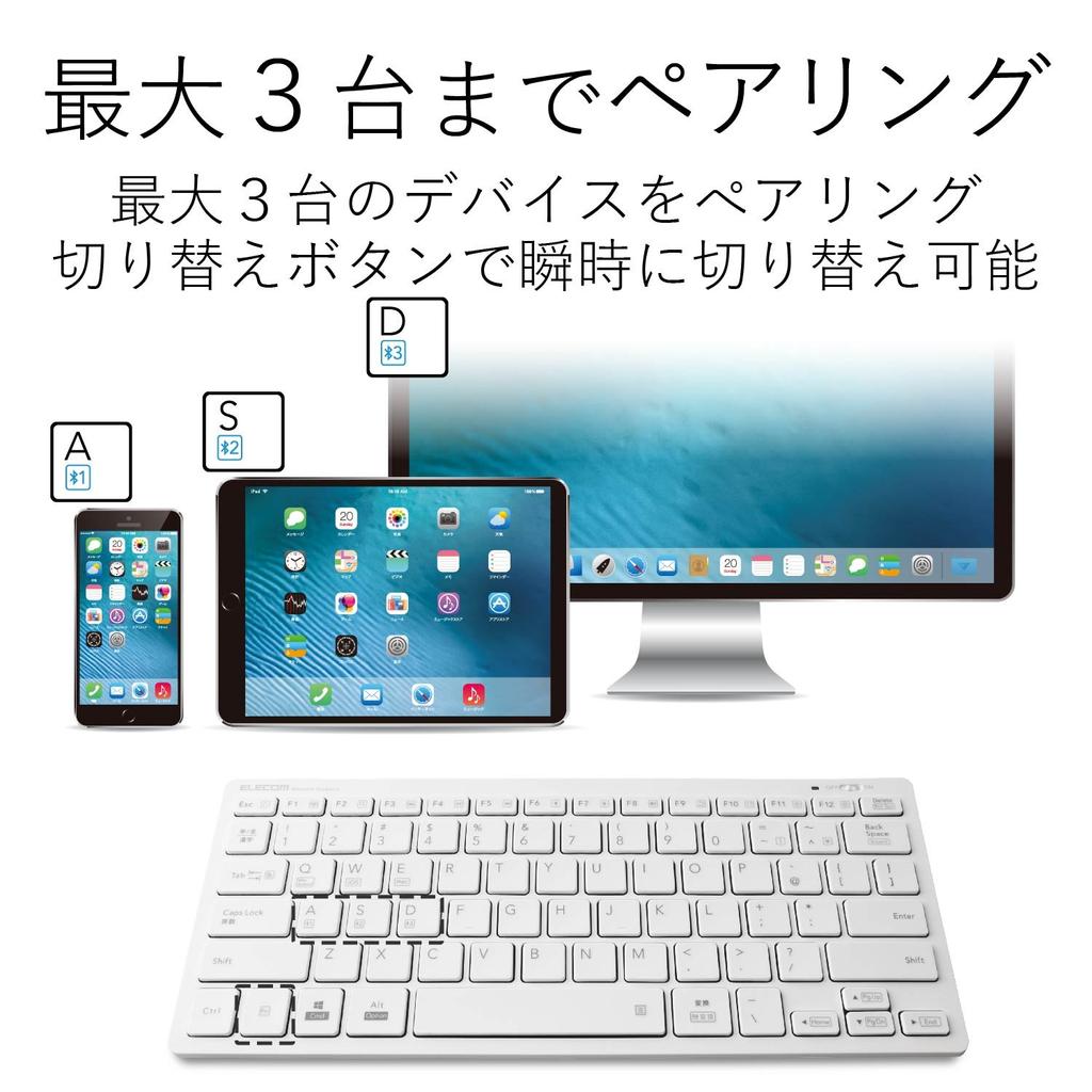Elecom Клавиатура Bluetooth Pantograph Mini Keyboard совместима с Android White Windows, Mac, iOS, [Облегченная модель] TK-FBP102XWH