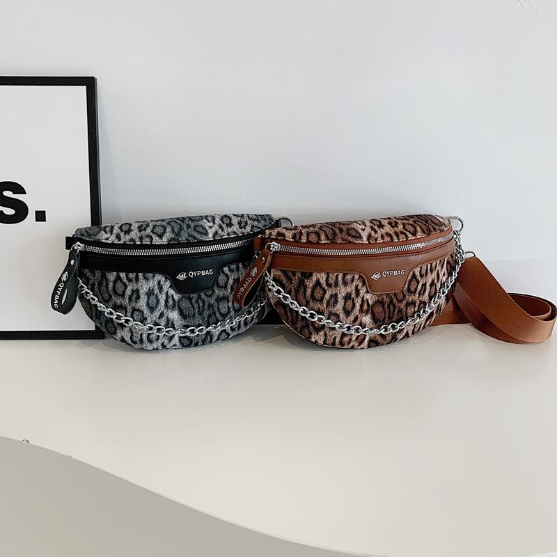 Сумка на талию с застежкой-молнией для женщин с леопардовым принтом, модная мягкая нагрудная сумка через плечо